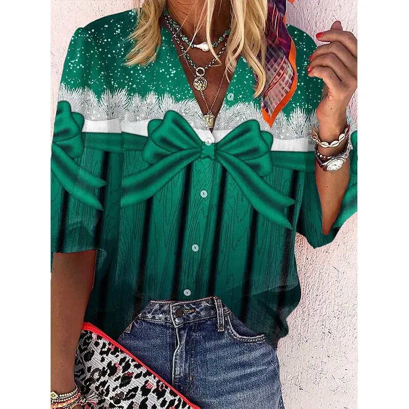 Amy Fashion - Elegant Loose Abstraction Print Shirt