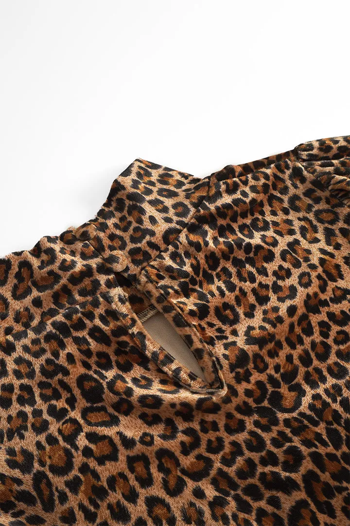 Angela Velour Blouse - Leopard