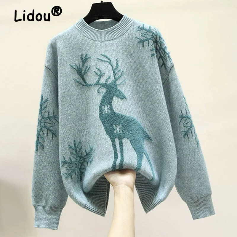 Christmas print knitted sweater