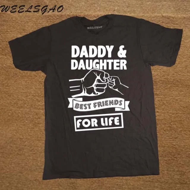 Daddy And Daughter Best Friends For Life Dad Gift Printed Cotton Short Sleeve T-Shirts