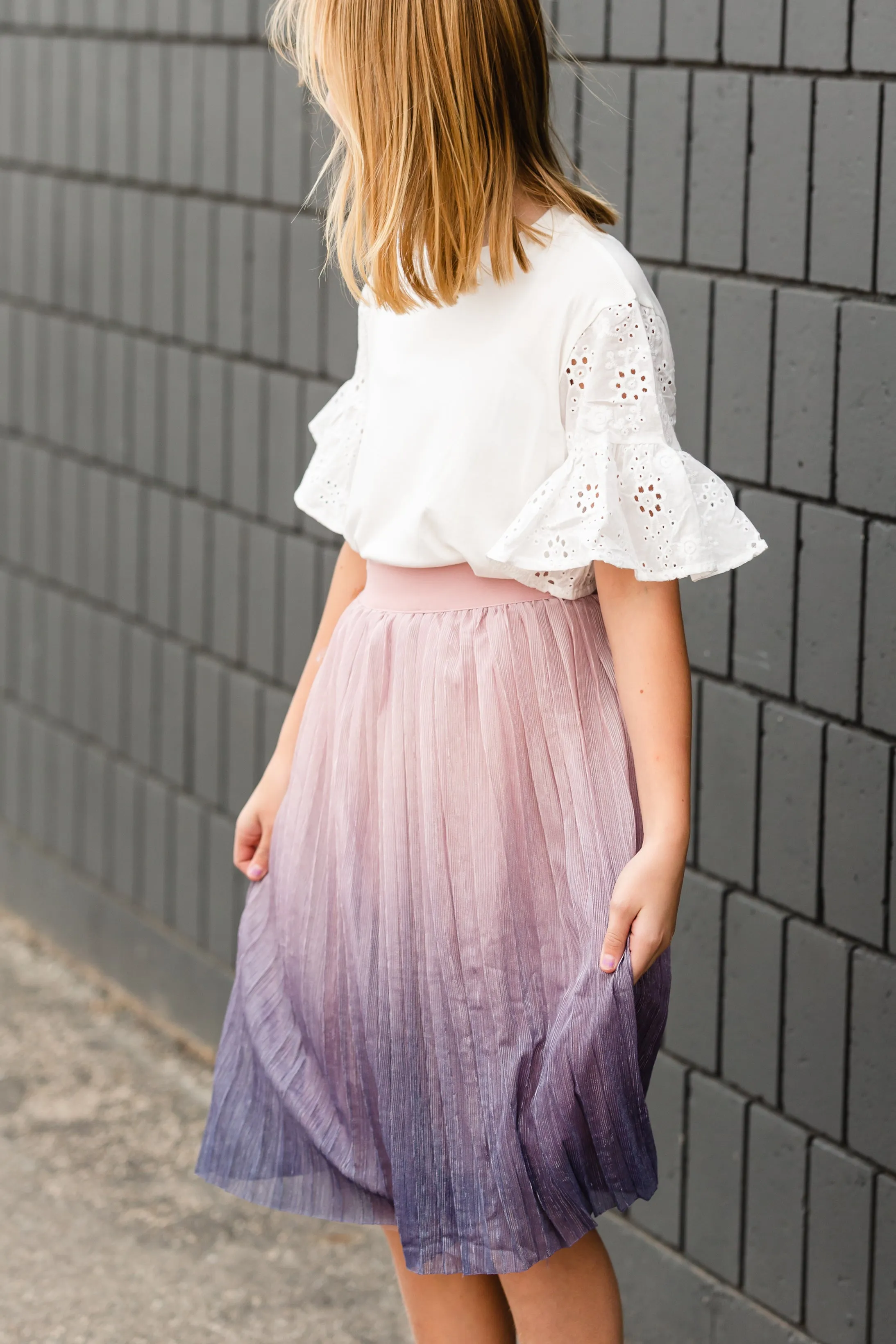 Girls White Lace Short Sleeve Top - FINAL SALE
