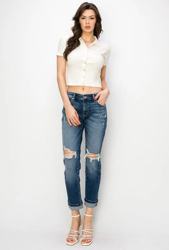 Natalia Mid Rise Boyfriend Jeans