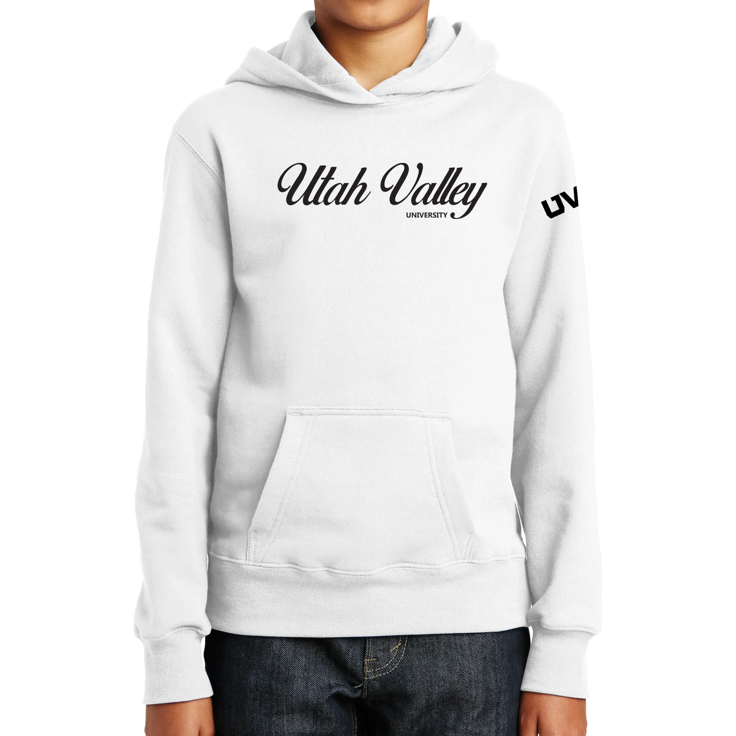 Port & Company Youth Fan Favorite Fleece Pullover Hooded Sweatshirt- UVU Cursive