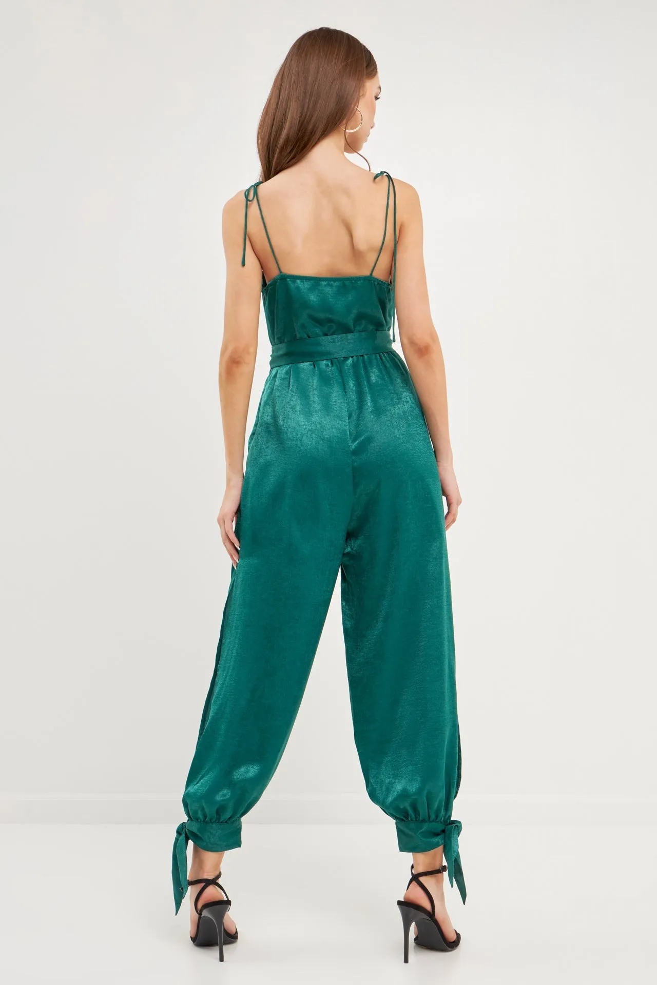Side Bow Tie Slit Jumpsuit