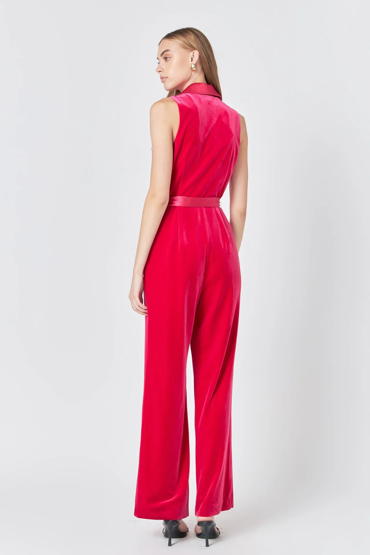 Sleeveless Velvet Jumpsuit