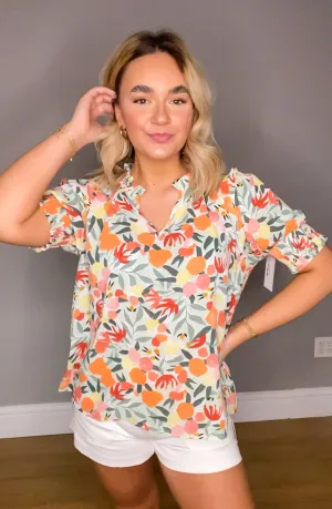 Tangerine Twist Short Sleeve Top | Peach